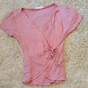 Pink wrap blouse